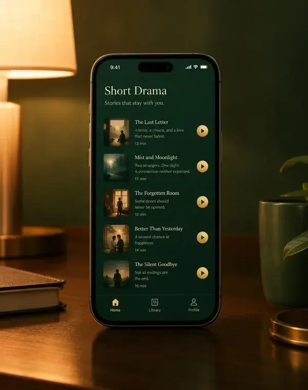 黄果短剧 APP 短剧列表界面示意
